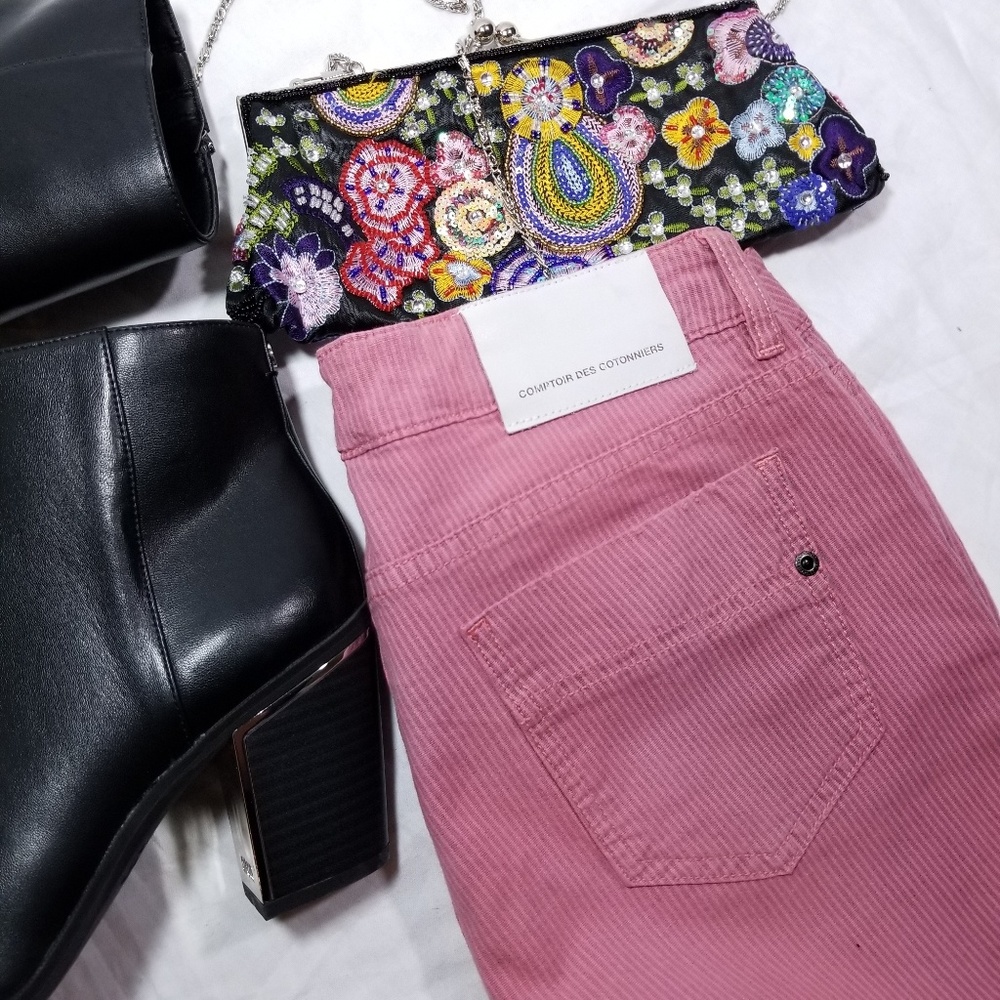 Comptoir Des Cotonniers Pink Striped Skinny Jeans